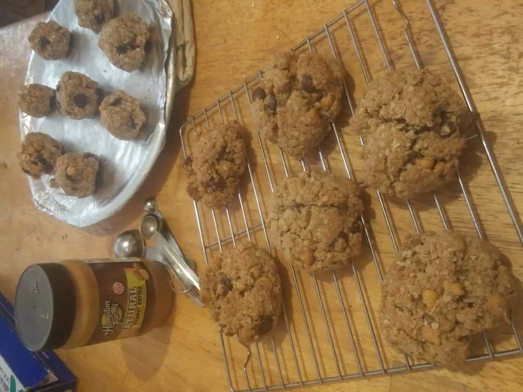 Gluten free Almost Vegan Power Cookies (Oatmeal Dark Chocolate Peanut butter Scotchies)