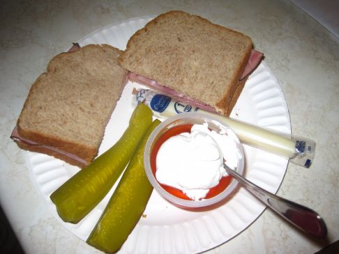 Ham Sandwich, Pickles, Cheese, Jello