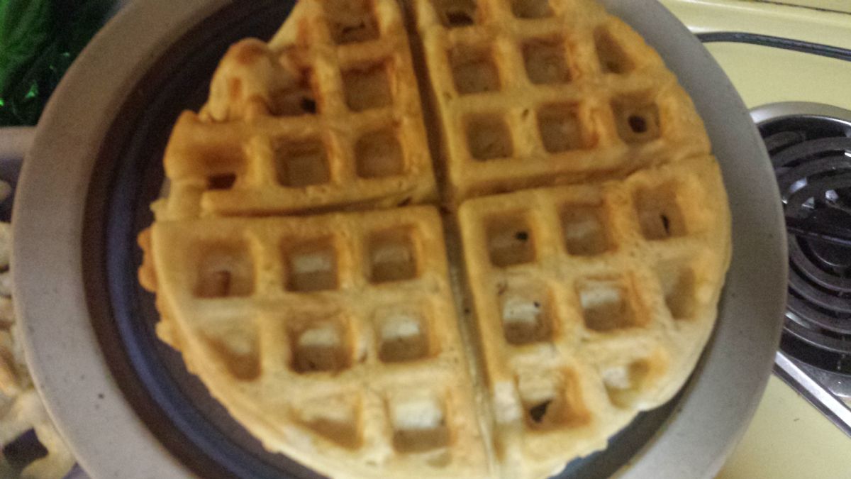DiAnnes homemade oatmeal waffles with craisins and orange peel