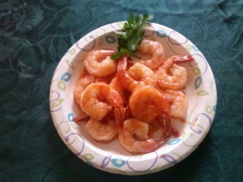 sweet and spicy shrimp with potatoes and asparagus