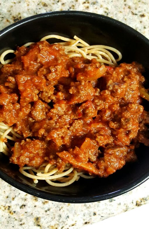 Homemade spaghetti with meat sauce
