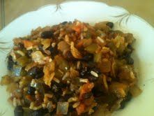 black beans and browen rice salad
