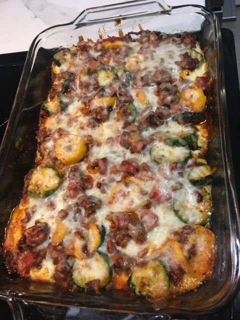 Keto Cheesy Zuchinni Marinara Bake (sour cream)