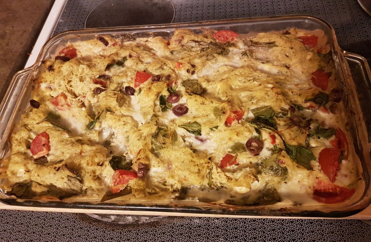 Pesto Spaghetti Squash Bake