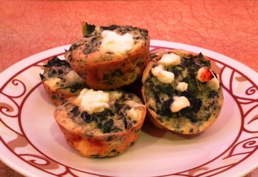 Crustless Bite-sized Mini Quiche with Kale and Feta