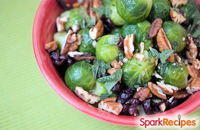 Buttery Brussels Sprouts with Sage, Dried Cranberries and Pecans