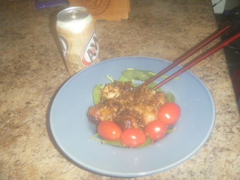 Fried Meatballs on Fresh Spinach