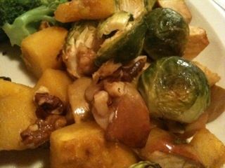 Roasted Squash and Brussel Sprouts with Apples