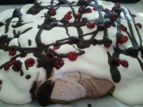 Chocolate Pavlova with Fresh Raspberries