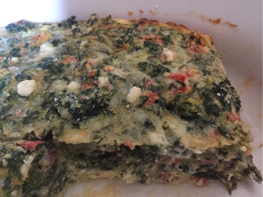 Spinach and tomato crustless quiche