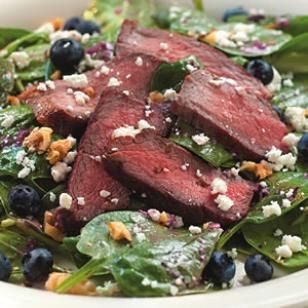 Eating Well Spinach Salad with Steak and Blueberries