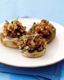 Hazelnut and Turkey-Sausage Stuffed Mushrooms