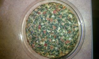 Crustless Ham,Spinach,Swiss and Onion Quiche