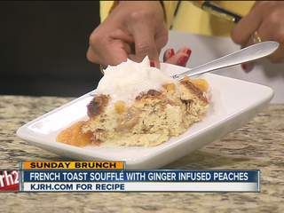 French Toast Souffle with Ginger Infused Peaches