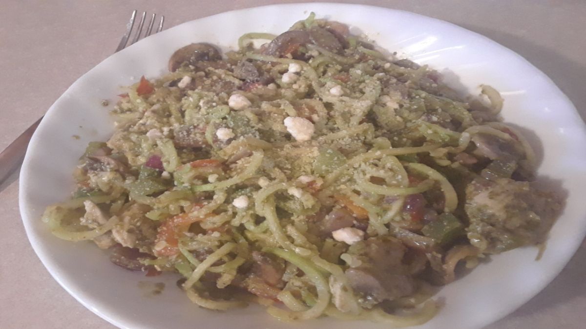Pesto chicken and zoodles