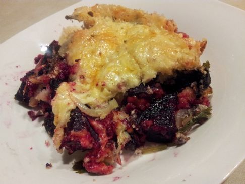 Roasted Beet and Portobello Au Gratin