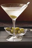 Up and Dirty Vodka Martini (one will get you buzzed on an empty stomach--Drinks For Dinner--have three)
