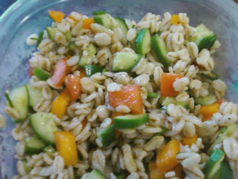 Barley, cuke, tomato balsamic salad