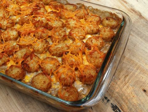 Cowboy Casserole with tator tots