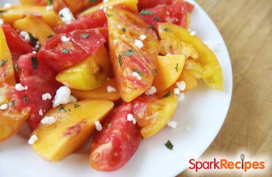 Peach-Tomato Salad with Basil and Feta