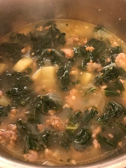 Nadines Sausage, kale and potato soup