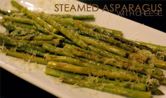 Steamed Asparagus with Cheese - Lite