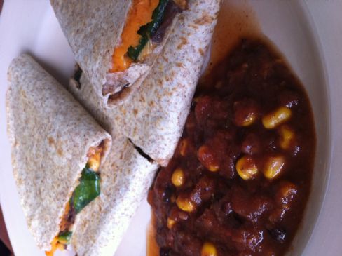 Vegan Sweet Potato, Spinach and Black Bean Quesadilla