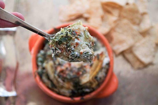 Spinach Artichoke Dip with Spicy Cayenne