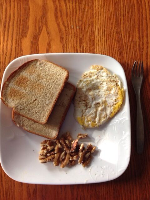 Egg, Toast, and Walnut Breakfast