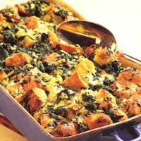 Spinach and Jack Cheese Bread Pudding