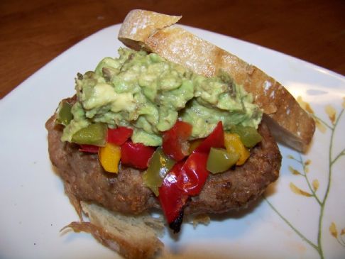 Turkey Burgers with Peppers and Avocado