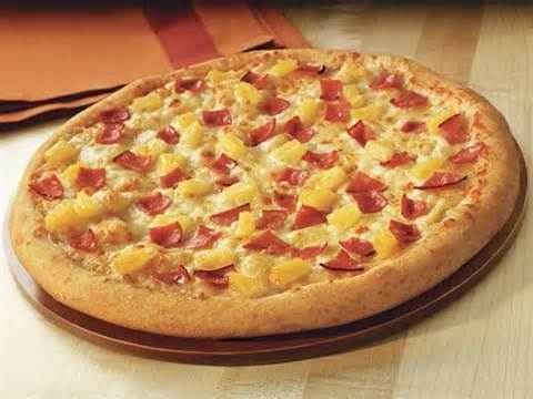 Ham pineapple pizza