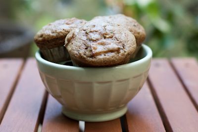 Whole Wheat Zucchini and Rhubarb Muffins