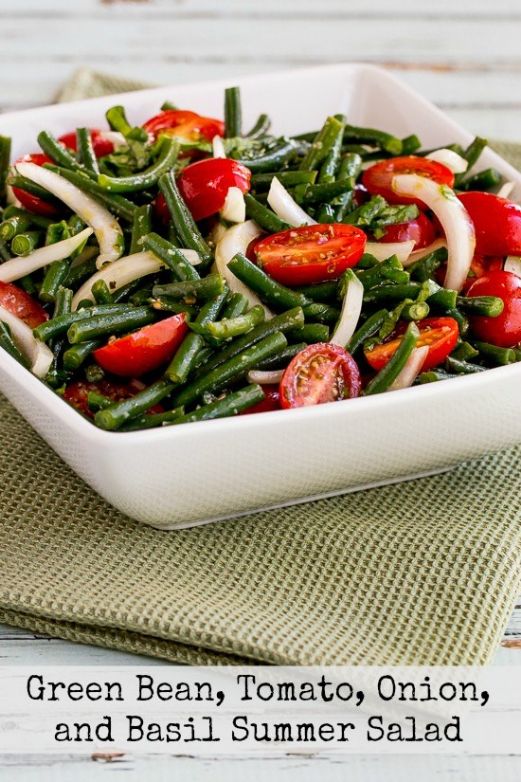 Green Bean Tomato Onion and Basil Summer Salad