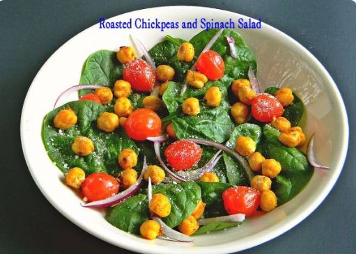 Roasted Chickpeas and Spinach Salad