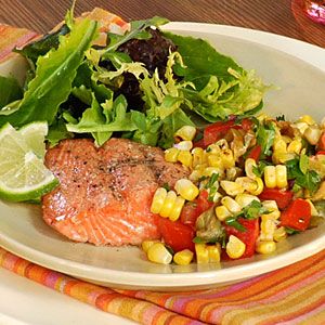 Sauteed Salmon with Tomato Corn Relish