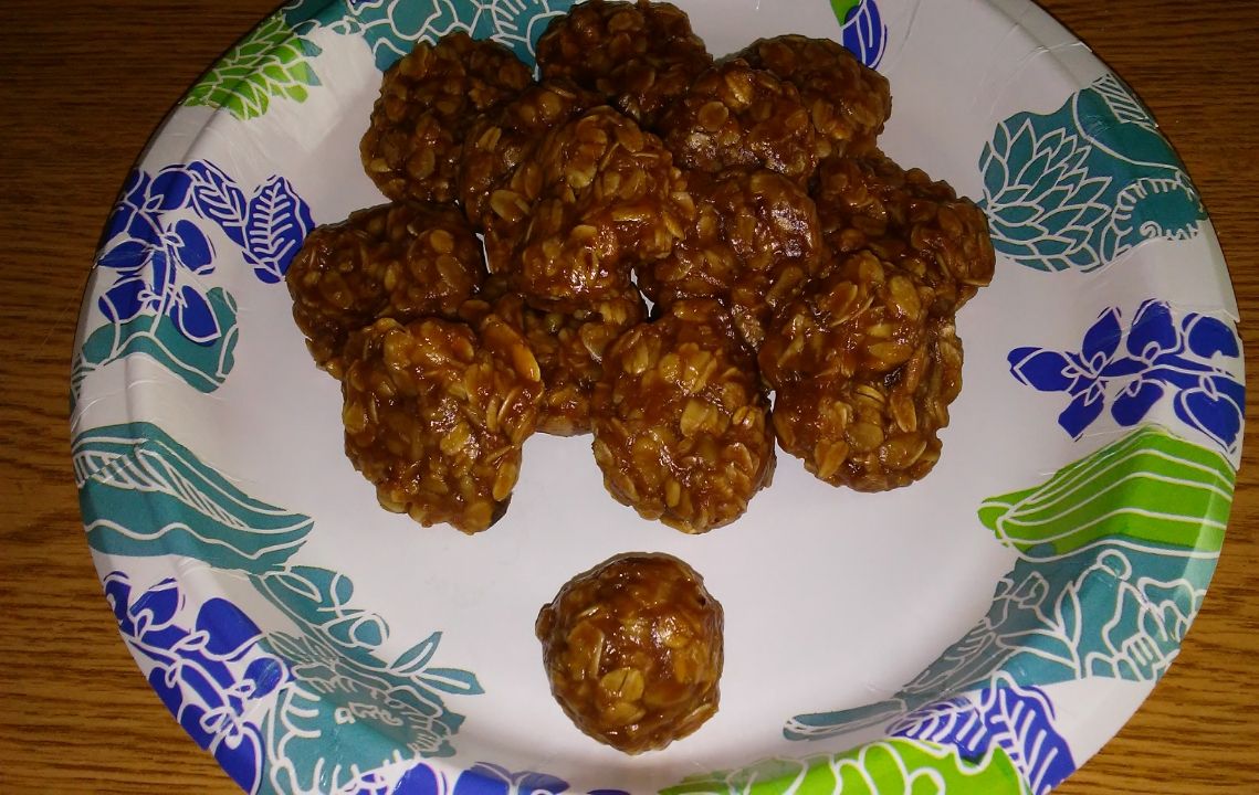No Bake, 3 ingredient, nowREDUCED SUGAR RECIPE, Oatmeal, PeanutButter Cookies (REVISED by Pandorass)