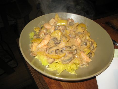 Spicy Low Fat Alfredo Sauce with Shrimp