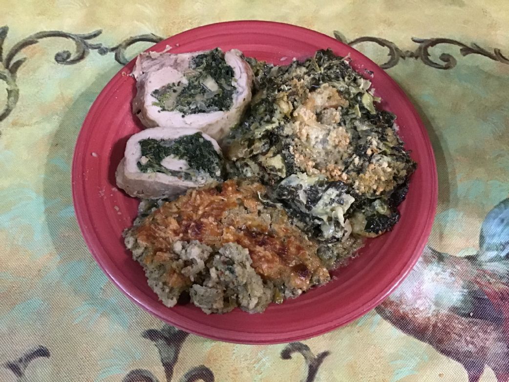 Pork Loin Stuff with Spinach and Mushrooms