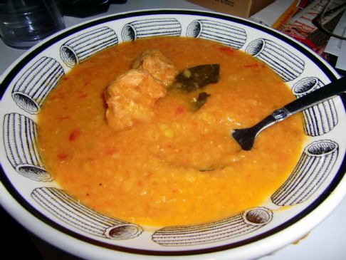 Italian Red Lentil Soup with Turkey Sausage Meatballs