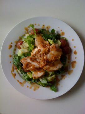 Herb Roasted Chicken Salad with Melted Market Grapes and Onions in a Warm Mustard Vinaigrette