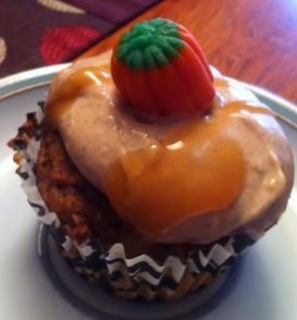 Healthy Pumpkin Cupcakes with maple walnut cream cheese icing