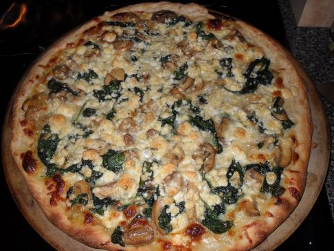 Pizza: Gorgonzola, Spinach and Mushroom