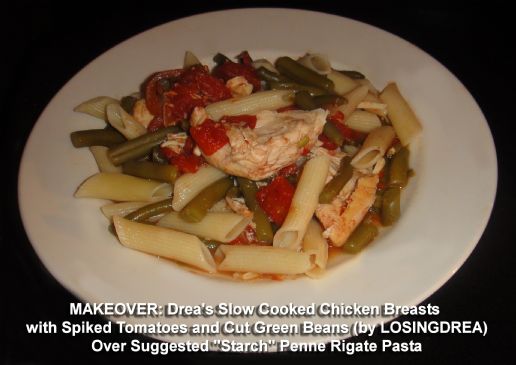 Drea's Slow Cooked Chicken Breasts with Spiked Tomatoes and Cut Green Beans