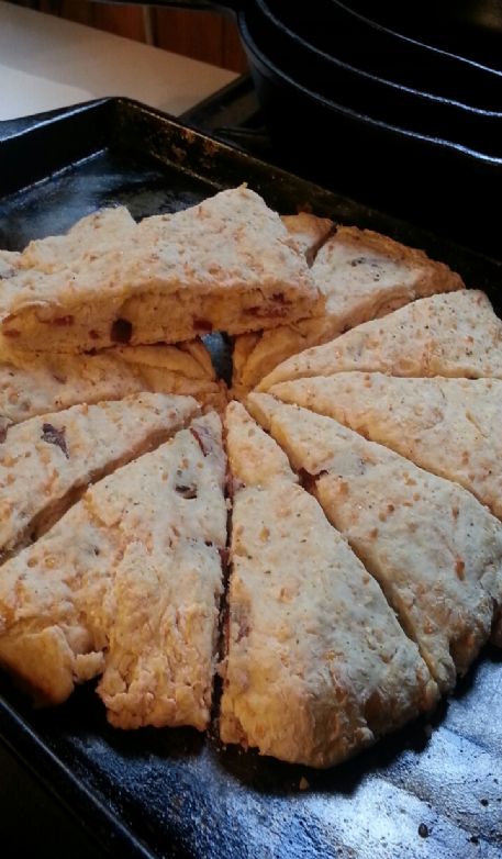 Turkey bacon and fat free cheddar scones