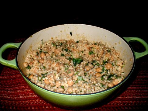 Toasted Israeli Couscous with Chickpeas, Tahini and Mint (Vegan)