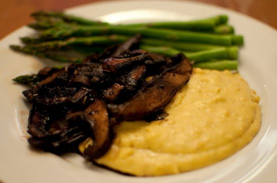 Balsamic Glazed Portobellos over Creamy Polenta