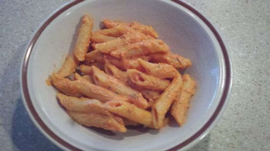 Penne Rigate with Tofu and Red Pasta Sauce