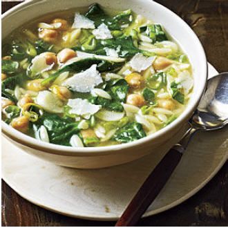 Spinach, Pasta and Pea Soup