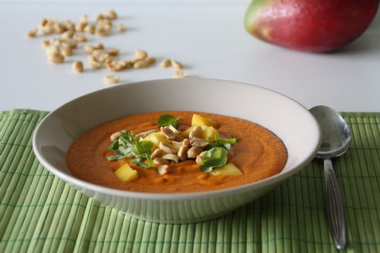 Red Pepper Mango Thai Soup with Peanuts